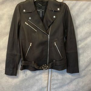 Club Monaco Brown Lambskin Moto Jacket, size Small
